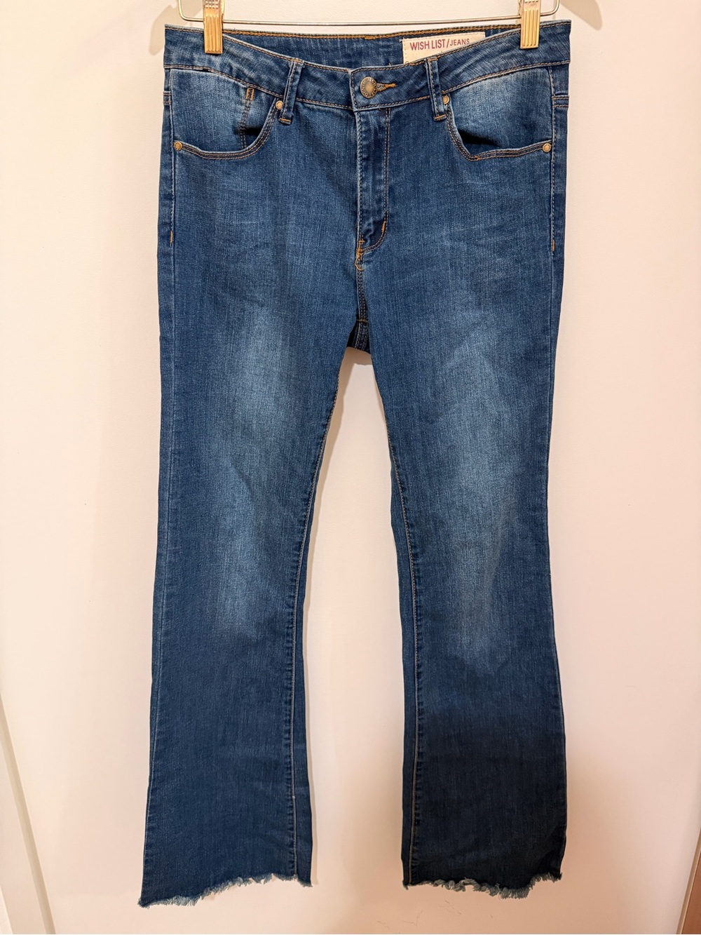 Wish List/ Jeans- Denim Bell Bottom Cut-Off Hem Blue Jeans Size 7